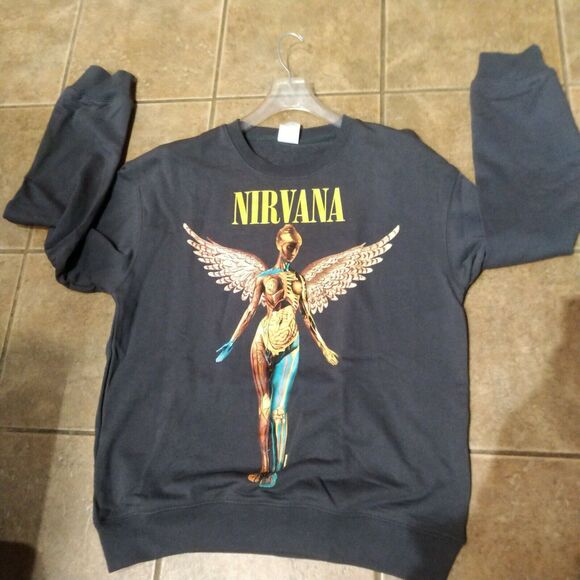 Rare Nirvana In Utero Angel Gray Black Crewneck Sweatshirt Size XL 1993 - Picture 8 of 8